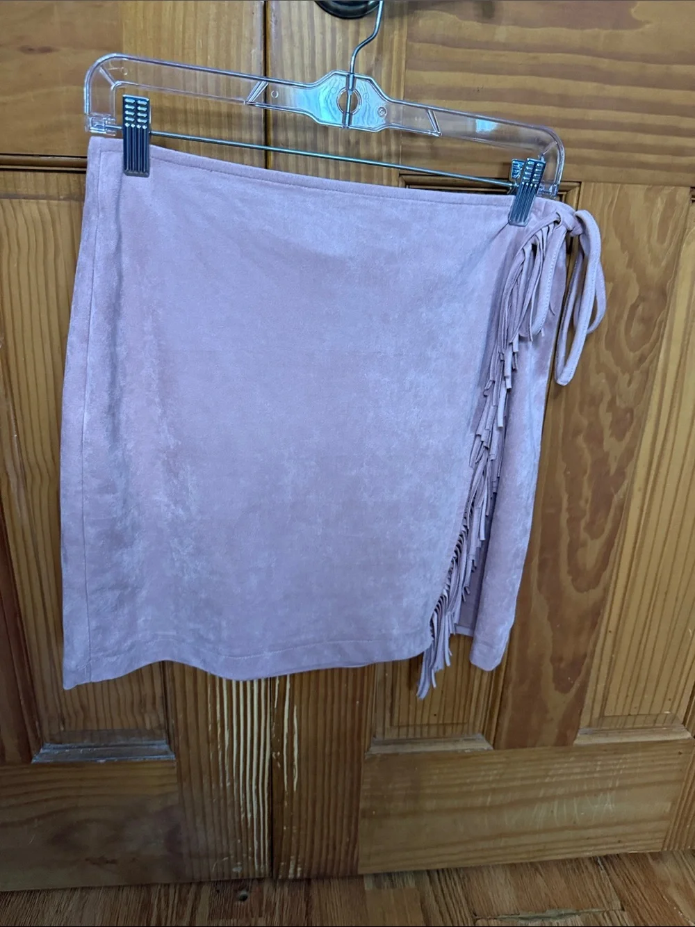Kittenish Dusty Rose Fringe Wrap Skirt
